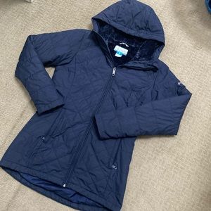 Columbia Snowmelt Valley coat jacket hooded navy blue lined lightweight XS women
